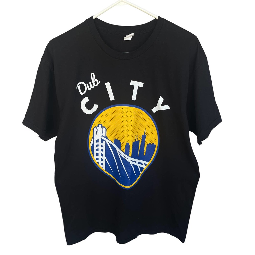 Golden State Warriors Dub City Black Graphic T-Shirt Mens Large SF Skyline NBA